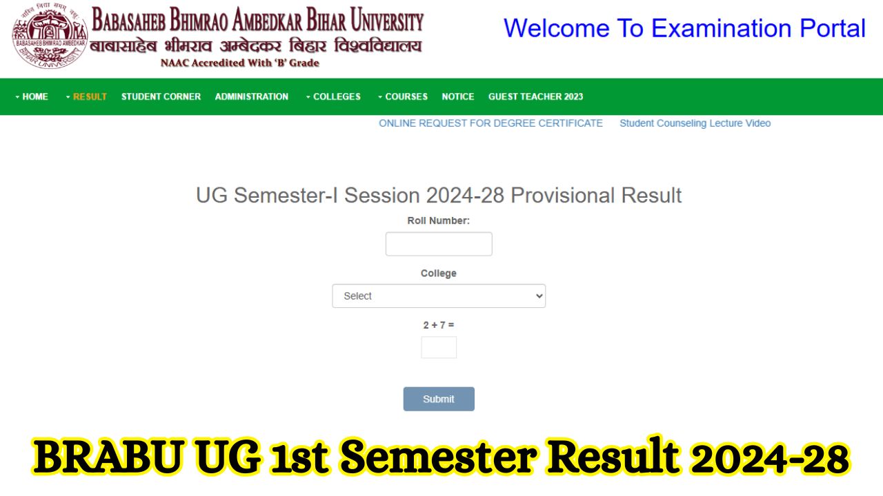 BRABU UG 1st Semester Result 2025