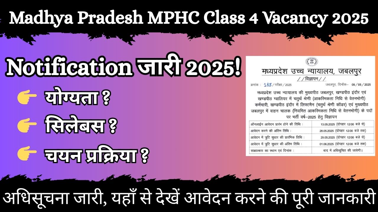 Madhya Pradesh MPHC Class 4 Vacancy 2025