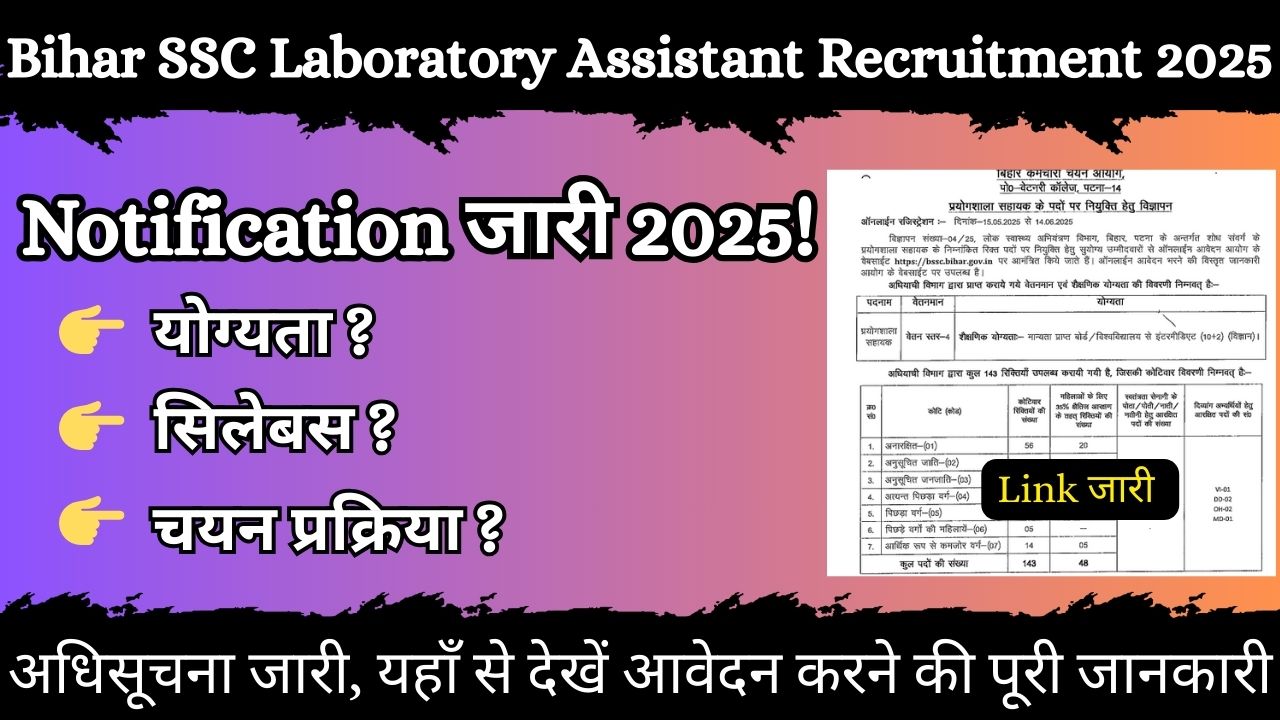 BSSC Laboratory Assistant Recruitment 2025