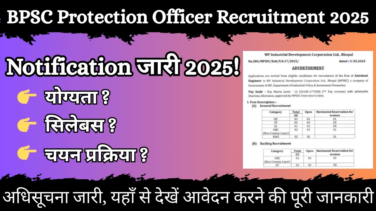 Bihar PSC Protection Officer Recruitment 2025