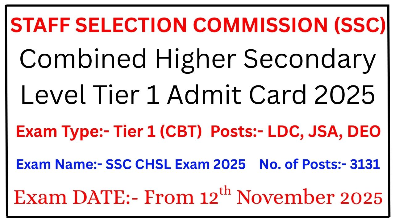 SSC CHSL Admit Card 2025
