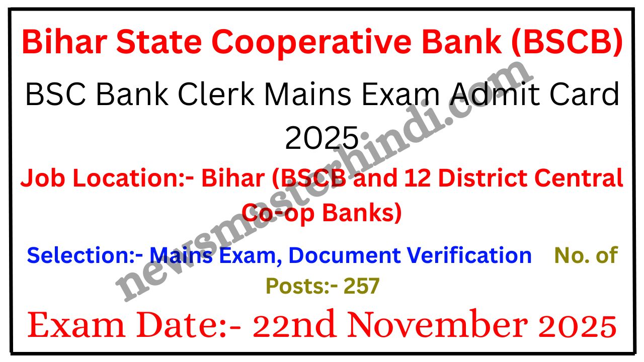 Cooperative Bank Clerk Mains Exam 2025