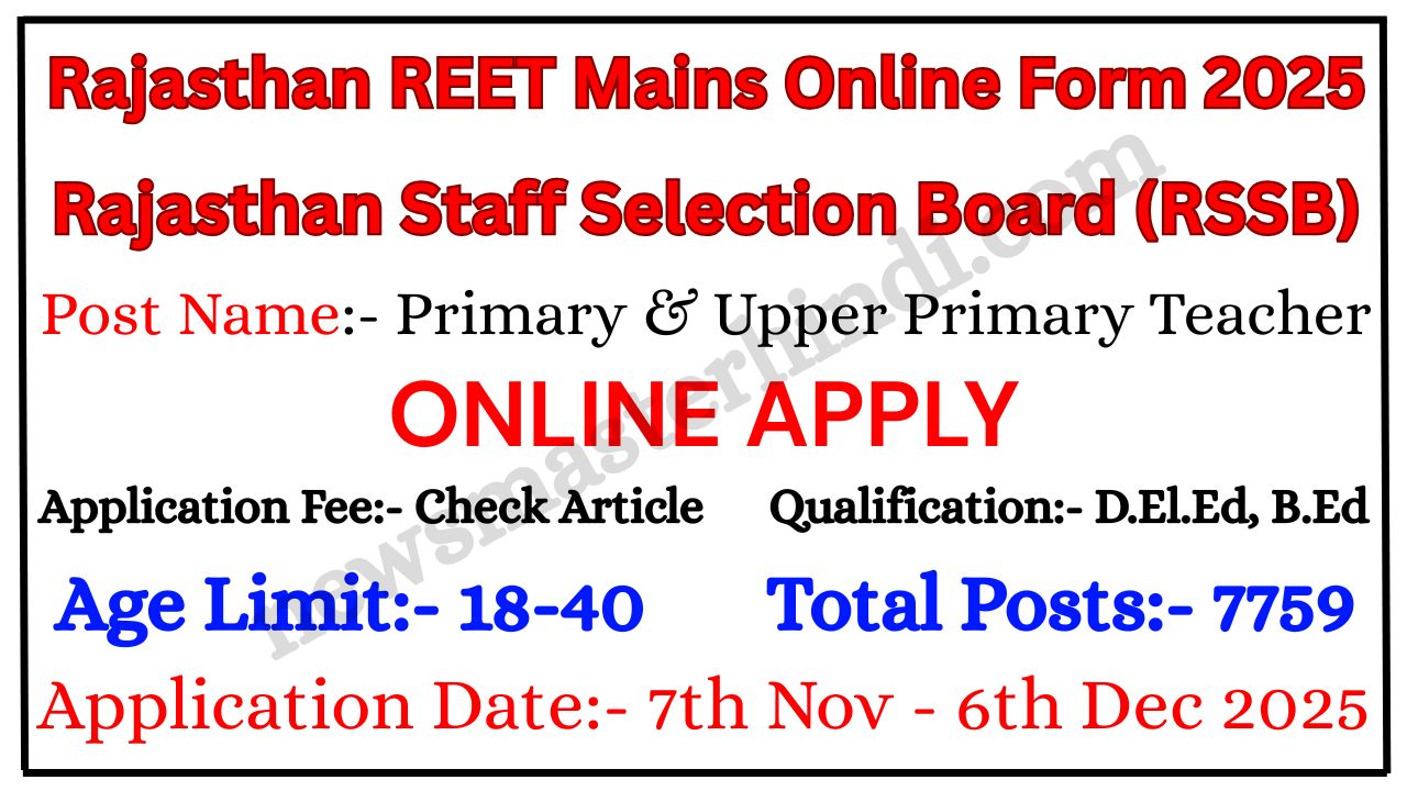 Rajasthan REET Mains Online Form 2025