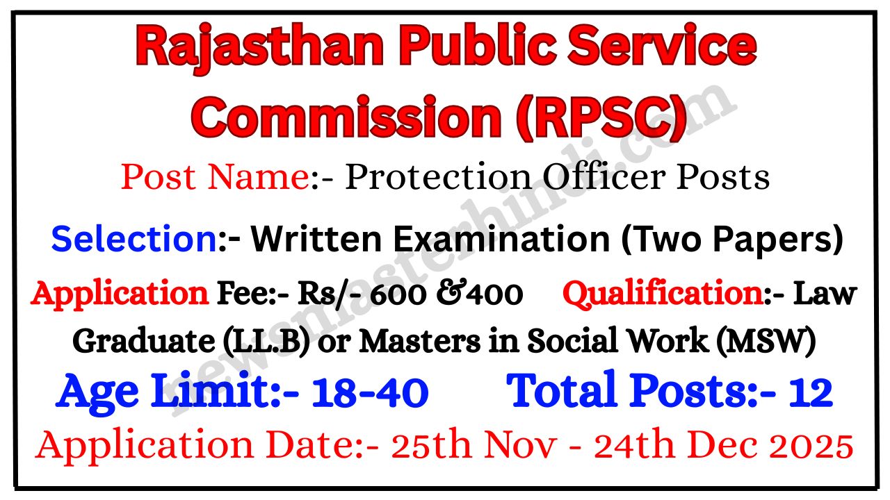 RPSC Protection Officer Recruitment 2025