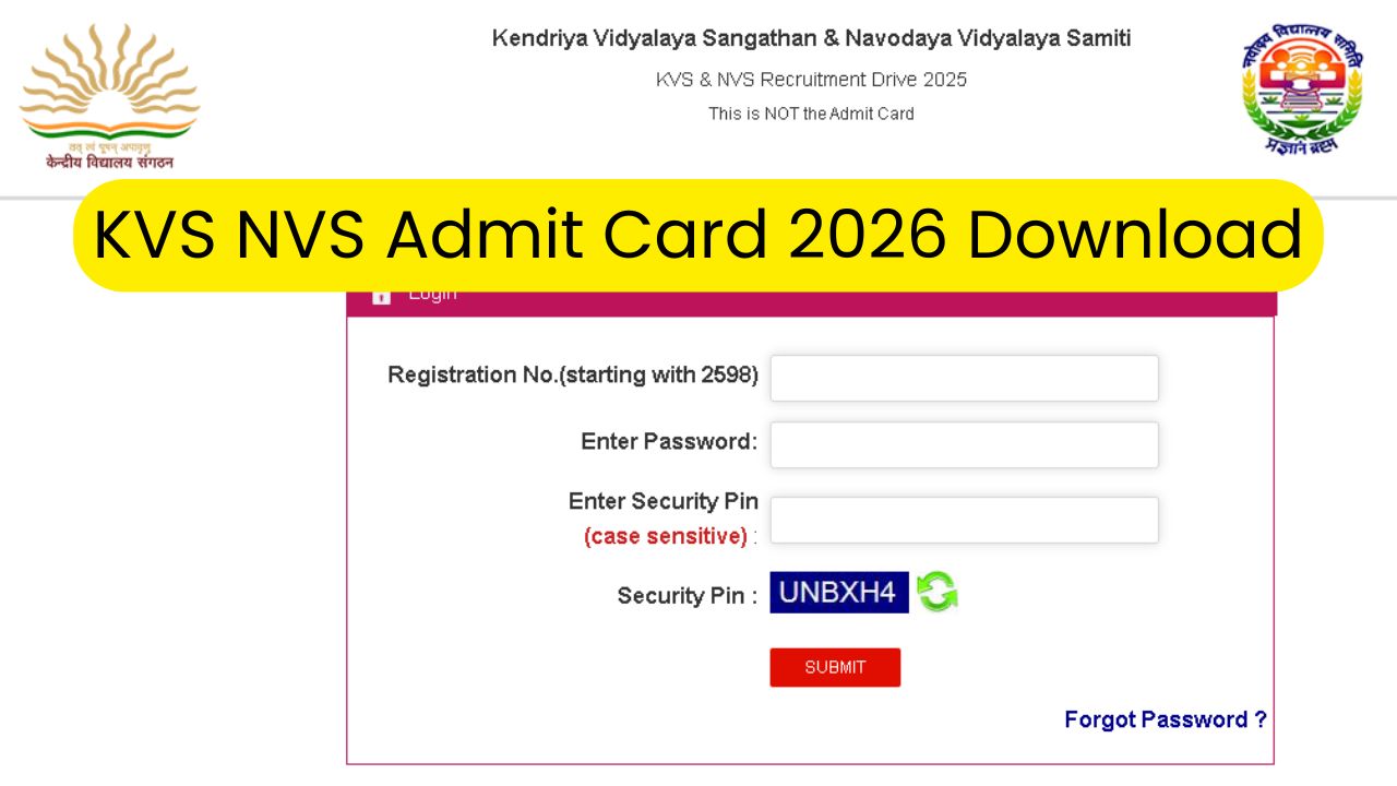 KVS NVS Admit Card 2026