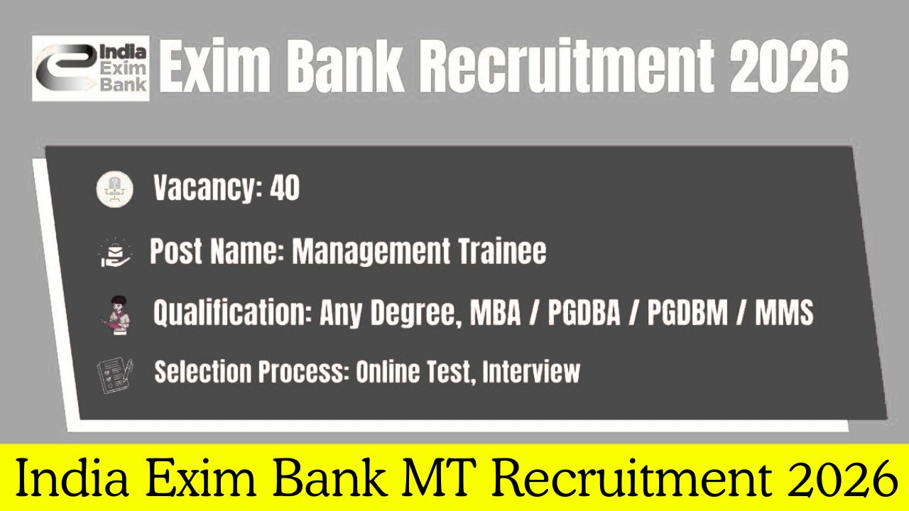 India Exim Bank MT Recruitment 2026